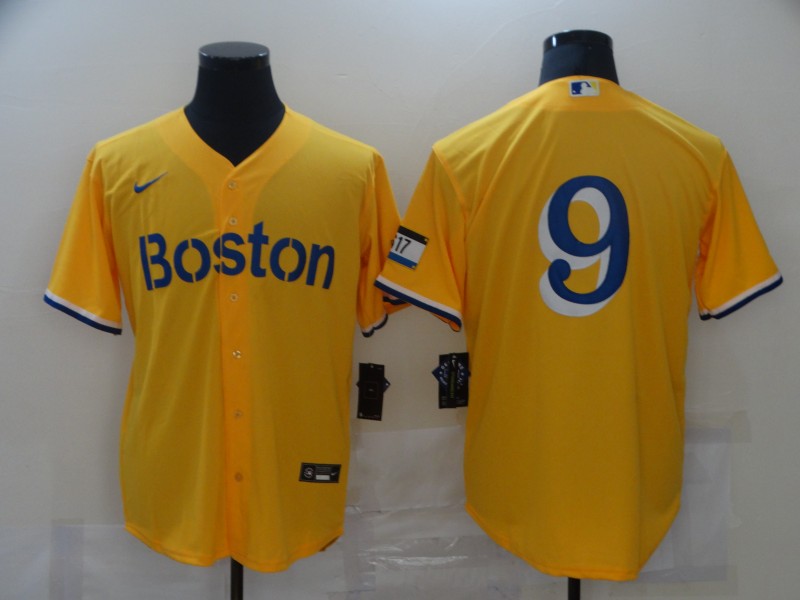 Men Boston Red Sox #9 No name Yellow Game 2021 Nike MLB Jerseys